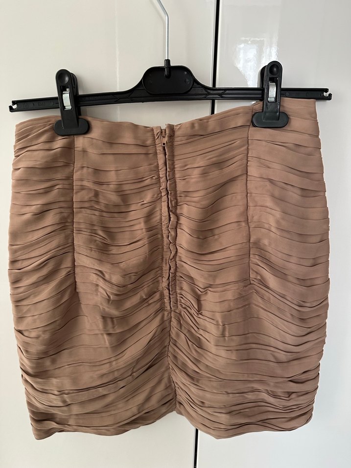 Bej Pilili Mini İpekyol marka etek - Görsel 5