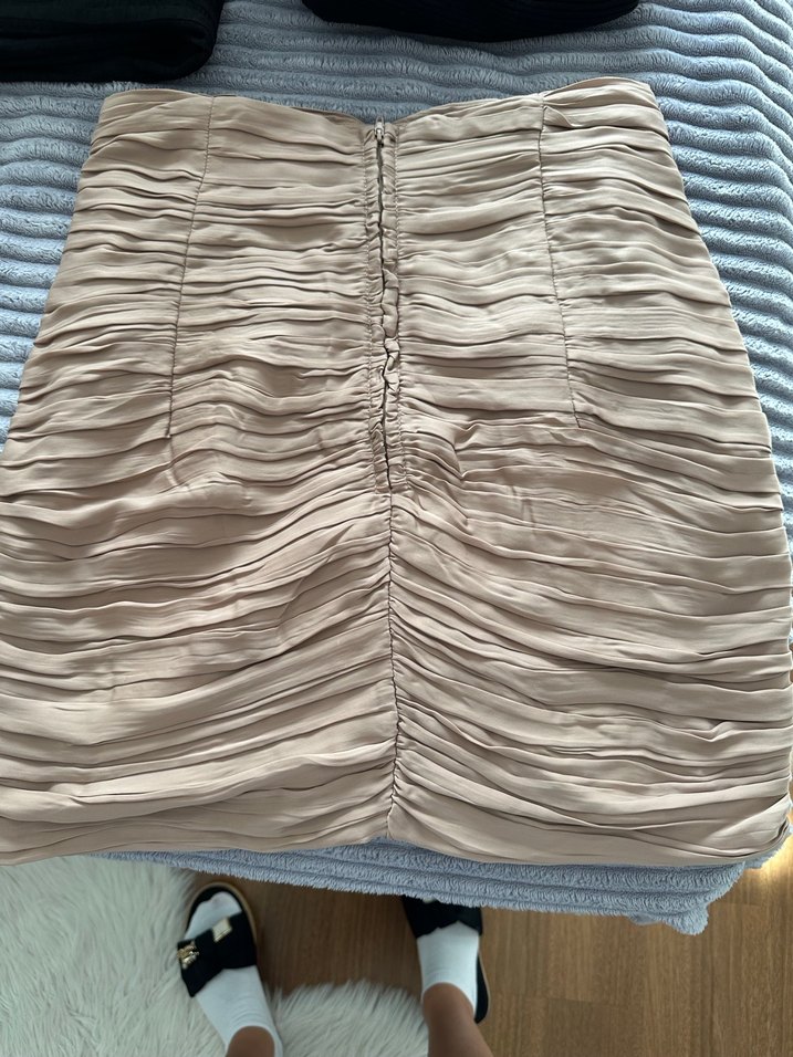 Bej Pilili Mini İpekyol marka etek - Görsel 2