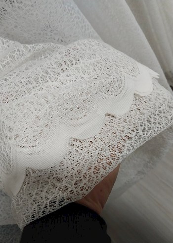 İşlemeli Beyaz Perde Boncuklu - Görsel 2