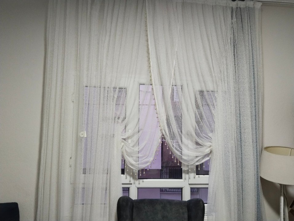 İşlemeli Beyaz Perde Boncuklu - Görsel 3