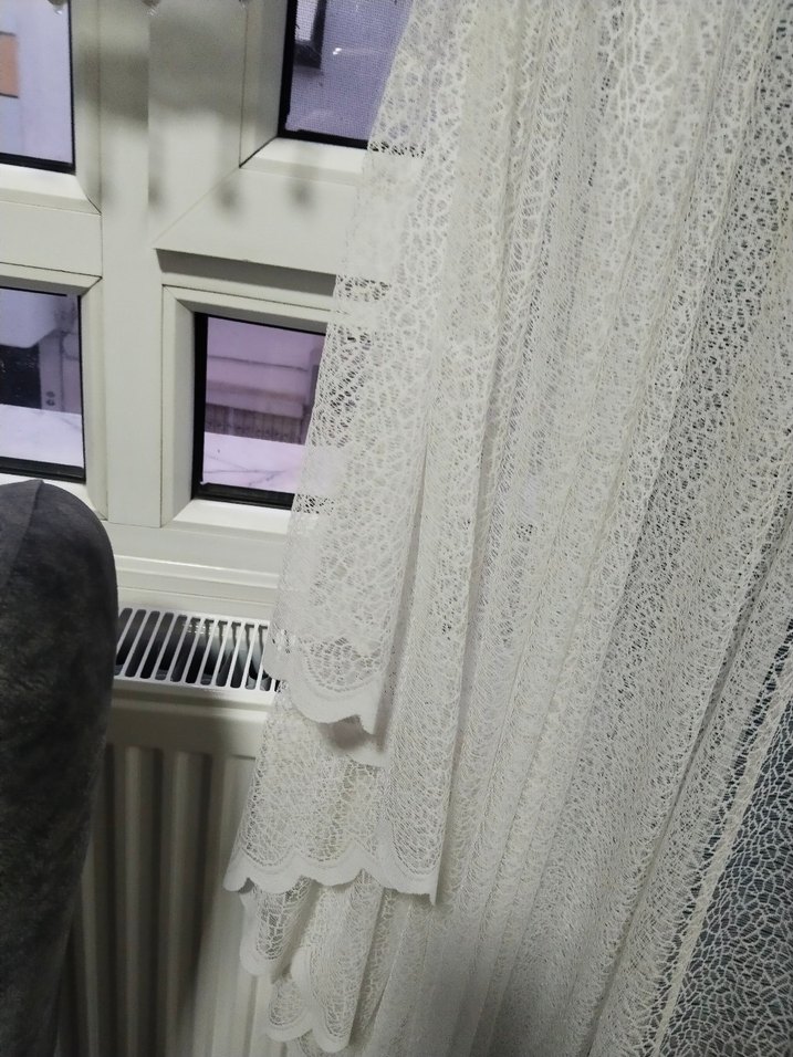 İşlemeli Beyaz Perde Boncuklu - Görsel 5
