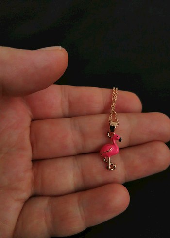 Beden pembe Renk Pembe Flamingo Zincir Detaylı Kadın Kolye