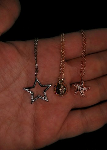 Sterling silver 3 adet gümüş kaplama kolye