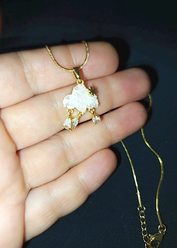 Altın Renkli Mini Bulut Kolye - Görsel 9