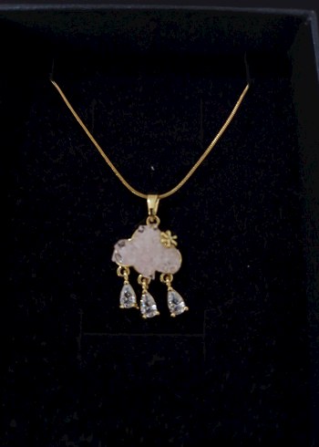 Altın Renkli Mini Bulut Kolye - Görsel 2