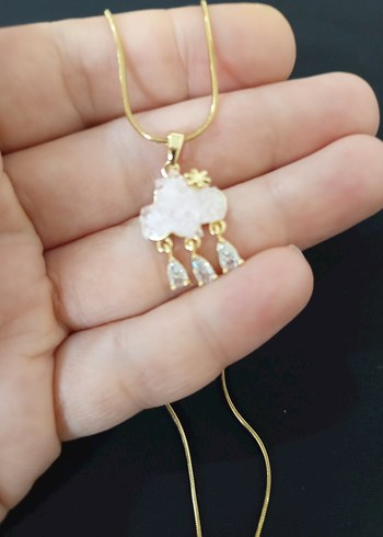 Altın Renkli Mini Bulut Kolye - Görsel 8