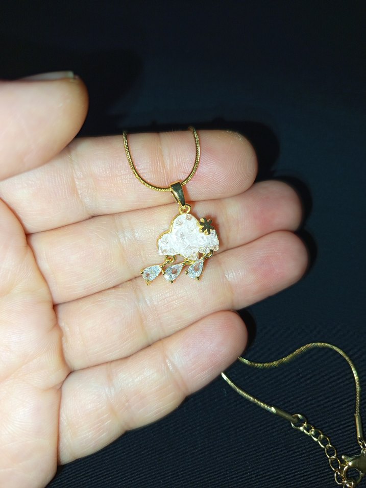 Altın Renkli Mini Bulut Kolye - Görsel 5