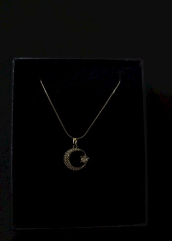 Gümüş renk Ay ve Yıldız Kolye - Görsel 3