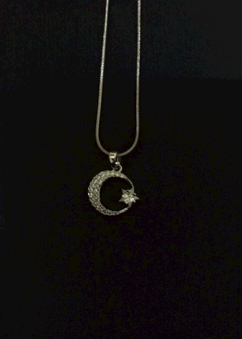 Gümüş renk Ay ve Yıldız Kolye - Görsel 10