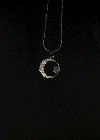 Gümüş renk Ay ve Yıldız Kolye - Görsel 7