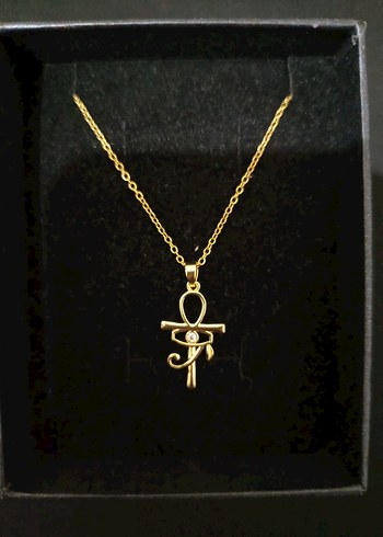 Altın Zincirli Gotik Ankh ve Horus'un Gözü Kolye - Görsel 4
