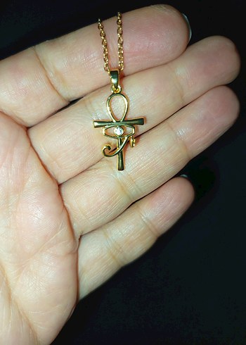 Altın Zincirli Gotik Ankh ve Horus'un Gözü Kolye - Görsel 9