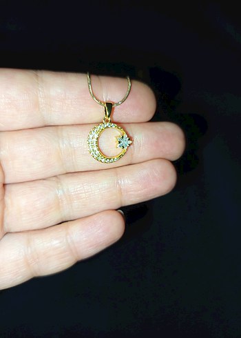 Altın Renkli Ay ve Yıldız Kolye - Görsel 6