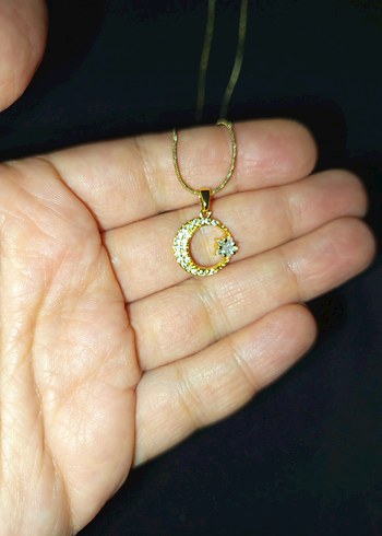 Altın Renkli Ay ve Yıldız Kolye - Görsel 11