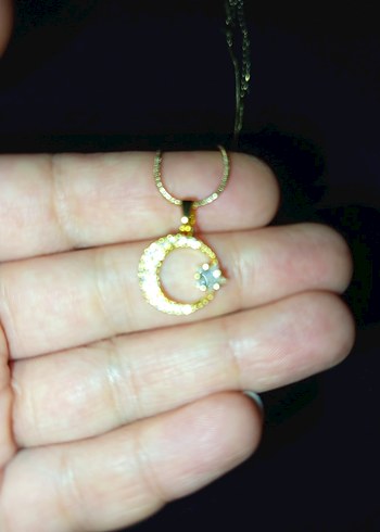 Altın Renkli Ay ve Yıldız Kolye - Görsel 12