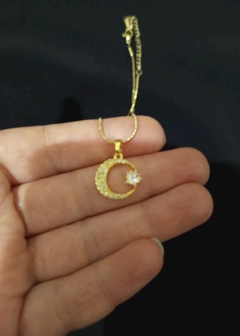Altın Renkli Ay ve Yıldız Kolye - Görsel 14