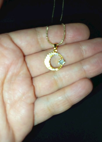 Altın Renkli Ay ve Yıldız Kolye - Görsel 8