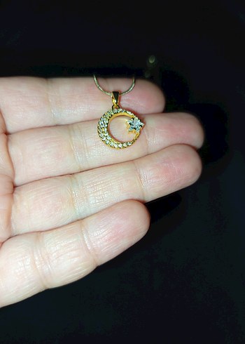 Altın Renkli Ay ve Yıldız Kolye - Görsel 10