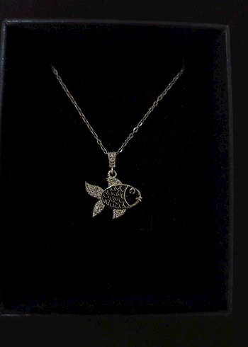 Bohem Zincir Detaylı Gümüş Renkli Balık Kolye - Görsel 2