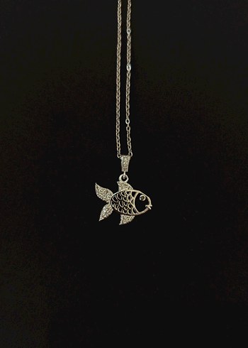 Bohem Zincir Detaylı Gümüş Renkli Balık Kolye - Görsel 3