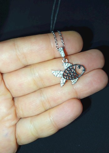 Bohem Zincir Detaylı Gümüş Renkli Balık Kolye - Görsel 5