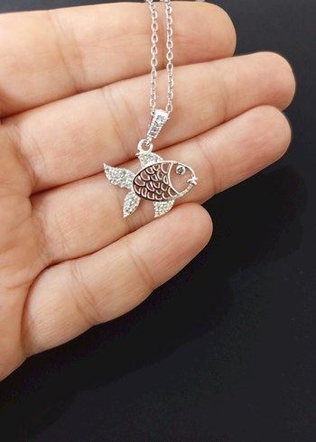 Bohem Zincir Detaylı Gümüş Renkli Balık Kolye - Görsel 7