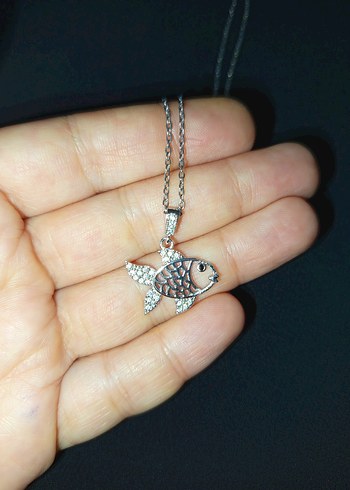 Bohem Zincir Detaylı Gümüş Renkli Balık Kolye - Görsel 12