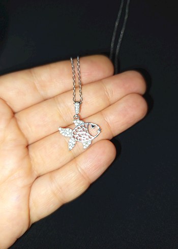 Bohem Zincir Detaylı Gümüş Renkli Balık Kolye - Görsel 6