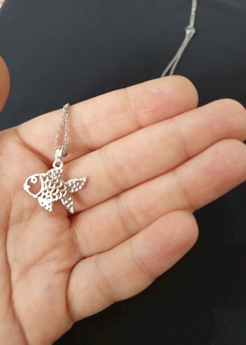 Bohem Zincir Detaylı Gümüş Renkli Balık Kolye - Görsel 8