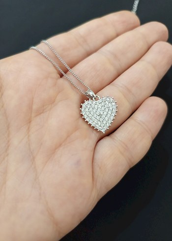 Işıltılı Kalpli Çelik Kolye - Görsel 8