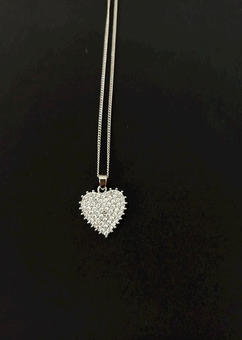 Işıltılı Kalpli Çelik Kolye - Görsel 2