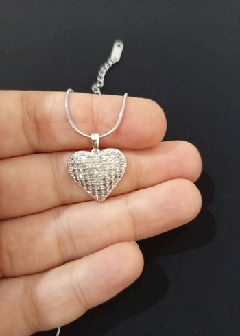 Gümüş Renkli Kalp Figürlü Kadın Kolye - Görsel 12