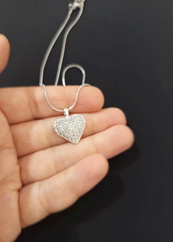 Gümüş Renkli Kalp Figürlü Kadın Kolye - Görsel 11