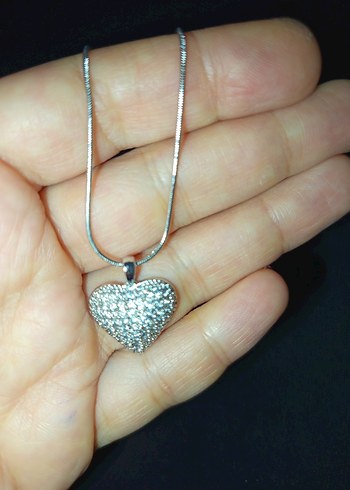 Gümüş Renkli Kalp Figürlü Kadın Kolye - Görsel 4