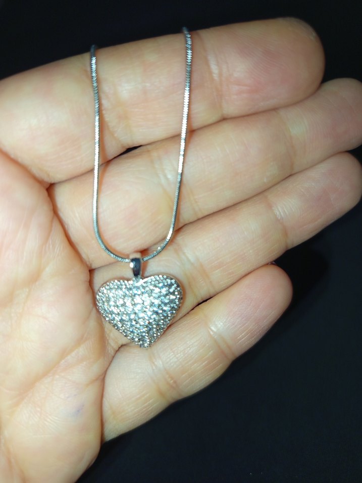 Gümüş Renkli Kalp Figürlü Kadın Kolye - Görsel 4