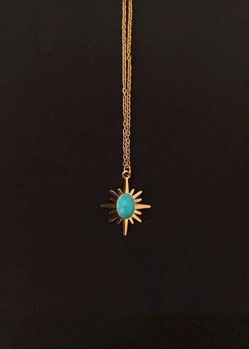 Turkuaz Taşlı Mini Bohem Kolye - Görsel 2