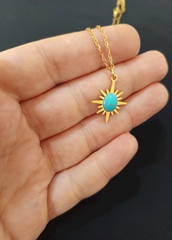 Turkuaz Taşlı Mini Bohem Kolye - Görsel 10