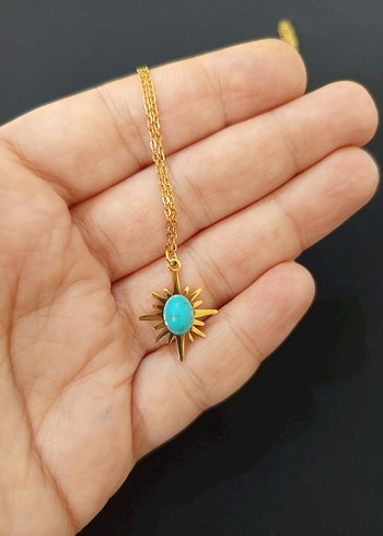 Turkuaz Taşlı Mini Bohem Kolye - Görsel 12