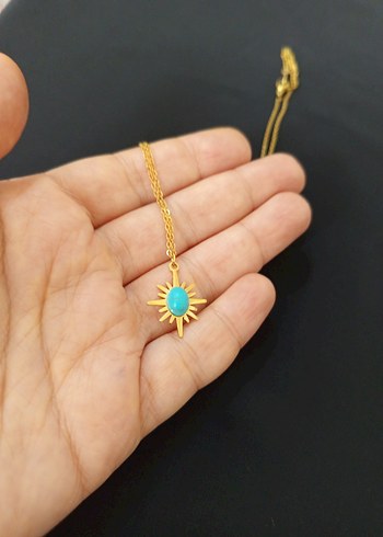 Turkuaz Taşlı Mini Bohem Kolye - Görsel 8