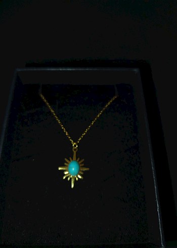 Turkuaz Taşlı Mini Bohem Kolye - Görsel 4