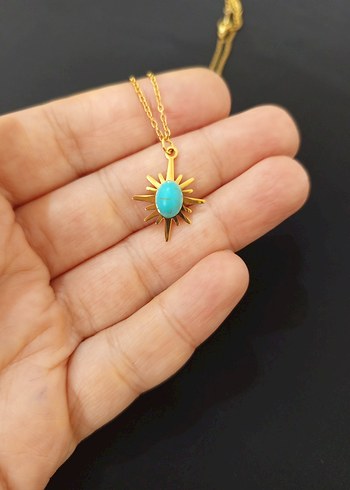 Turkuaz Taşlı Mini Bohem Kolye - Görsel 9