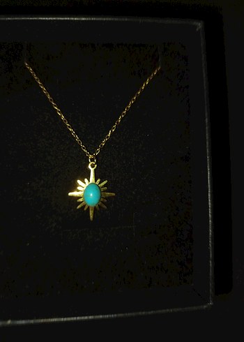 Turkuaz Taşlı Mini Bohem Kolye - Görsel 3