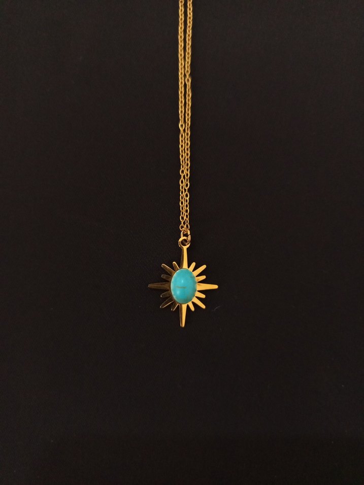 Turkuaz Taşlı Mini Bohem Kolye - Görsel 2