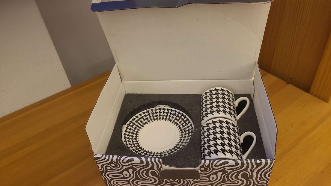 Kahverengi Kazayağı Desenli 2'li Fincan Takımı - Görsel 2