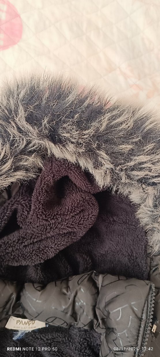 Gri Kürklü erkek çocuk  Kışlık Mont - Görsel 2