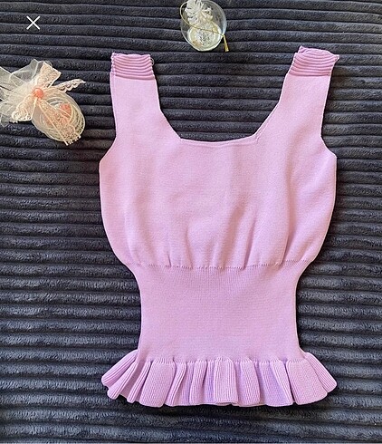Bel volanlı buz mavisi crop