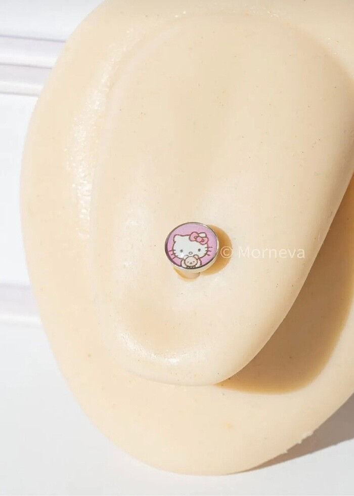 Hello kitty çelik dil piercing - Görsel 2