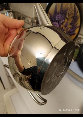 Korkmaz Parlak gümüş Renkli Çelik Çaydanlık Seti - Görsel 4