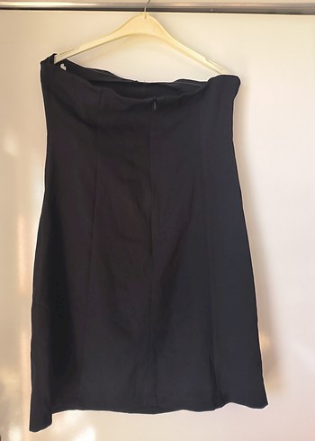 Düğmeli Siyah Mini elbise straplez - Görsel 3