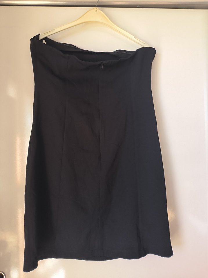 Düğmeli Siyah Mini elbise straplez - Görsel 3